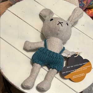 ® and the little dog laughed LIONEL Gray Bunny Plush in Teal Knit Shorts